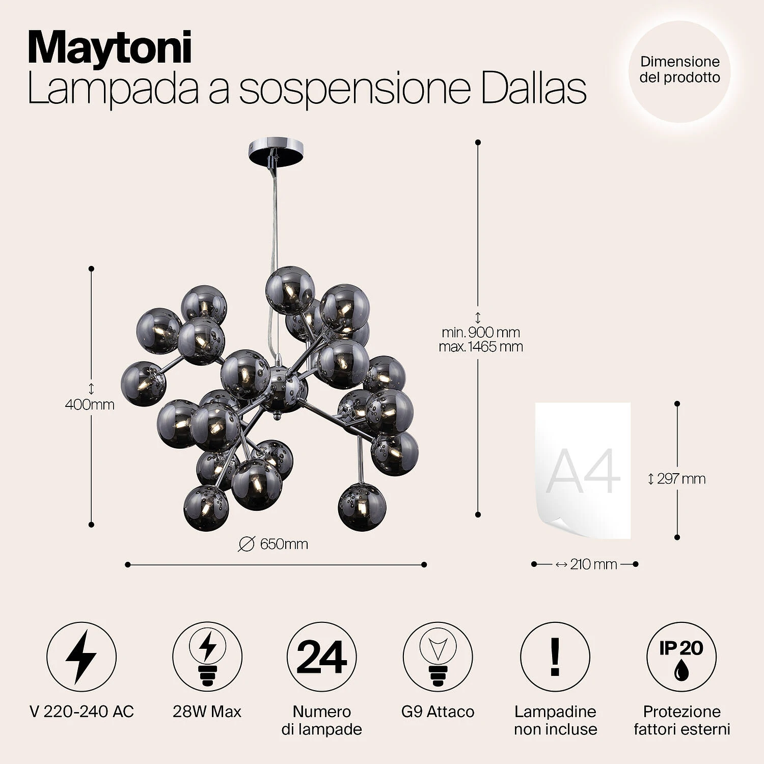 Подвесной светильник Modern Dallas, 24xG9 Золото, Янтарный (Maytoni, MOD545PL-24G) - Amppa.ru