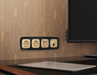 Комплект механизма компьютерной розетки RJ-45 экранированной с автоматической защитной шторкой OMEGA Шампань QUANT (OP6120, VM185) (Ambrella Volt, MO612005)