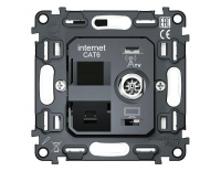 Механизм розетки компьютерной + TV оконечной RJ-45 (8P8C) CAT6/50-870 MHz 1dB с автоматической защитной шторкой QUANT (Ambrella Volt, VM195)