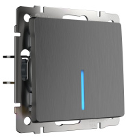 W1110104/ Электроустановочные изделия - Выключатель одноклавишный с подсветкой (графит рифленый)